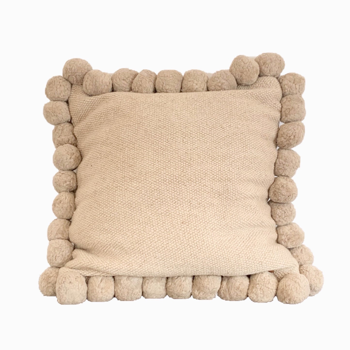 Ivory Pom Pom Pillow Cover