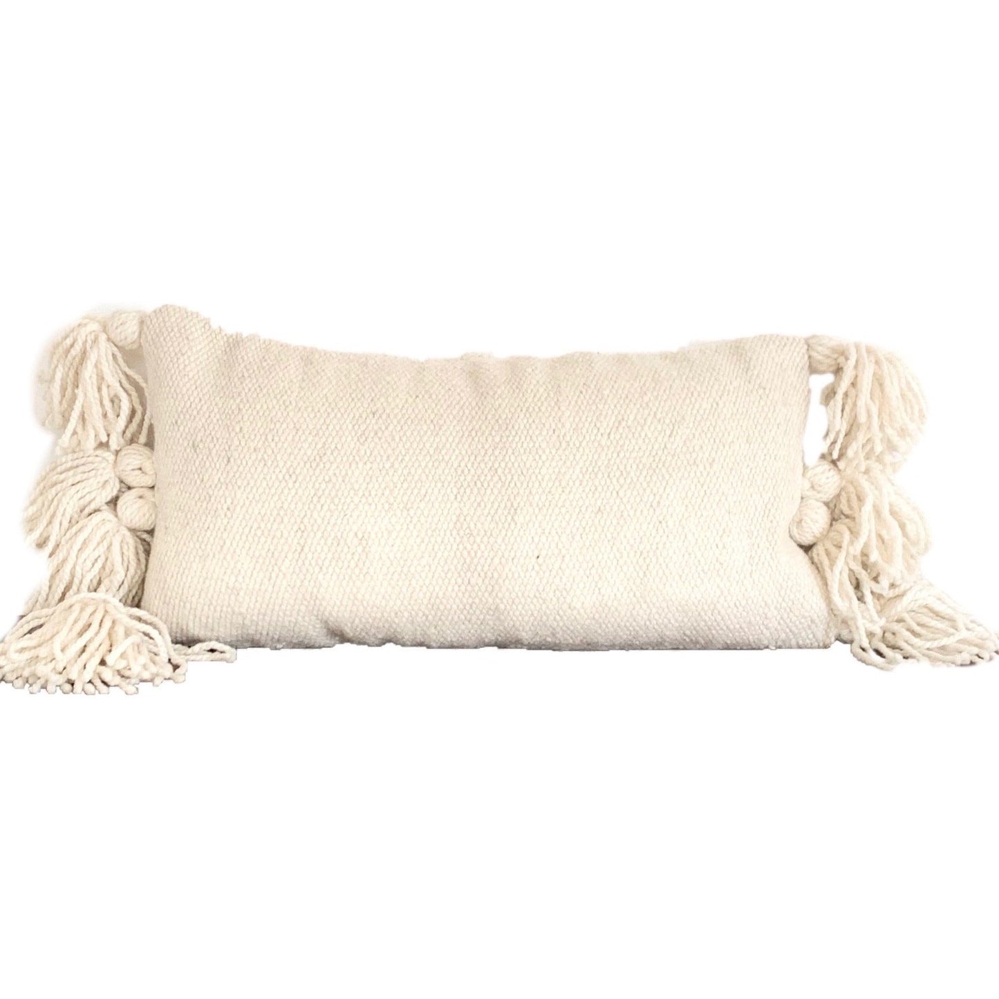 Ivory Lumbar tassle Boho pillow cover