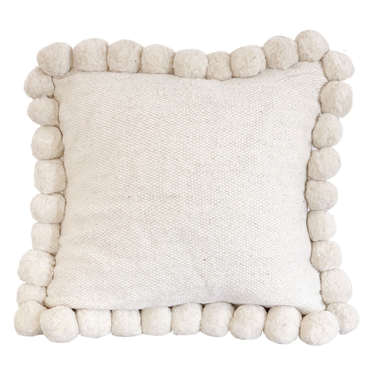 Ivory Pom Pom Pillow Cover