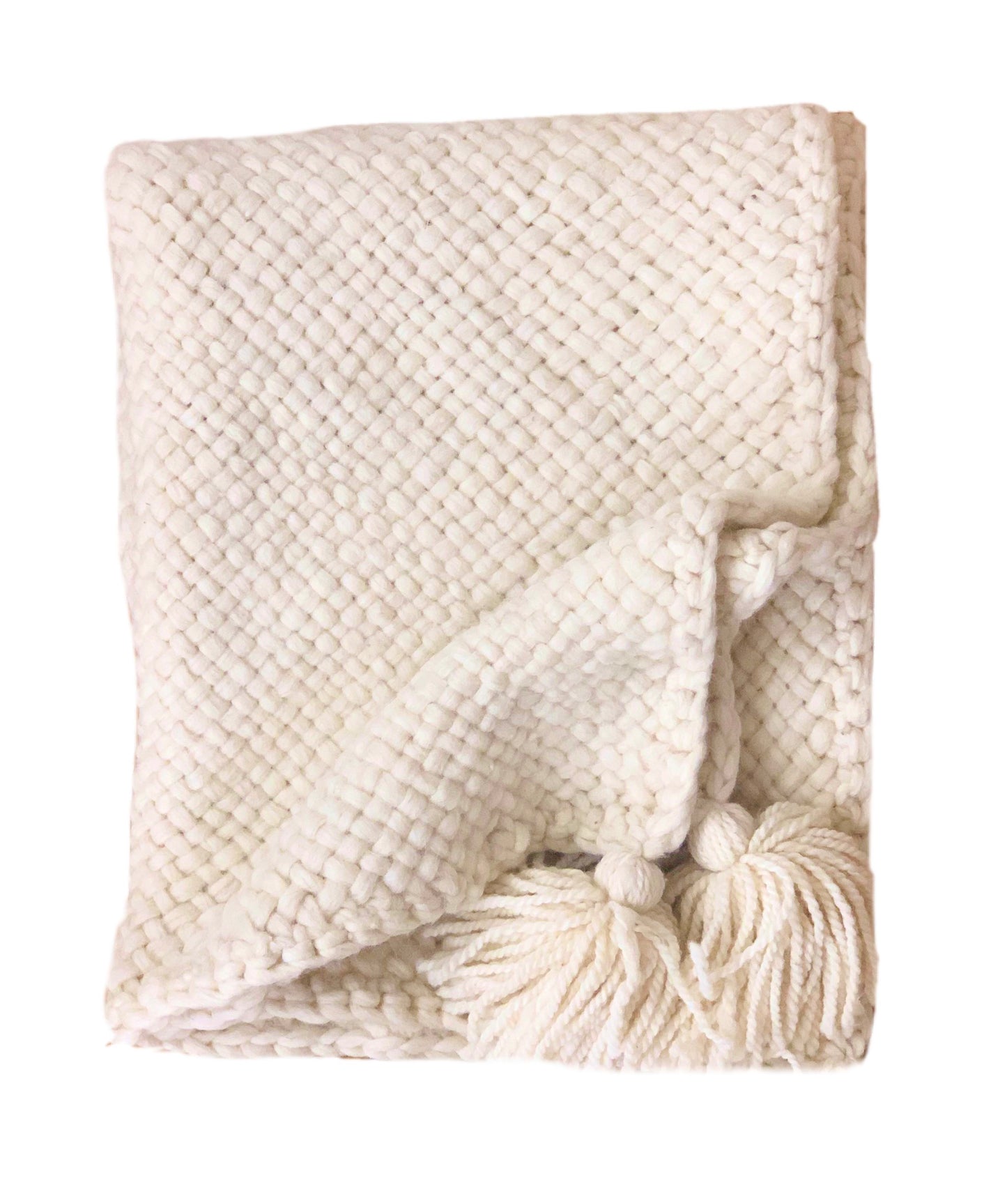 Handwoven Ivory wool Throw