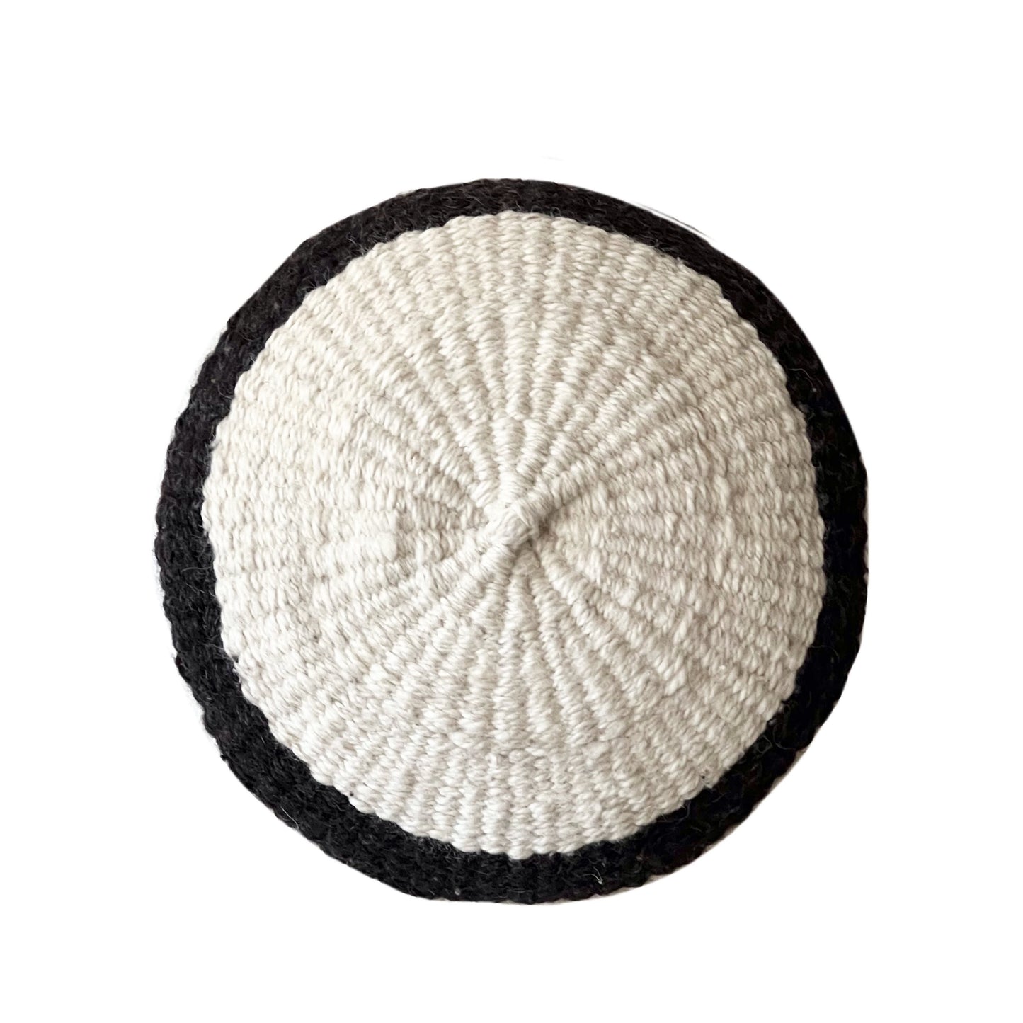 Medium Round Ivory + Black detail wool pillow cover