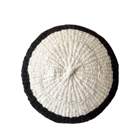 Medium Round Ivory + Black detail wool pillow cover