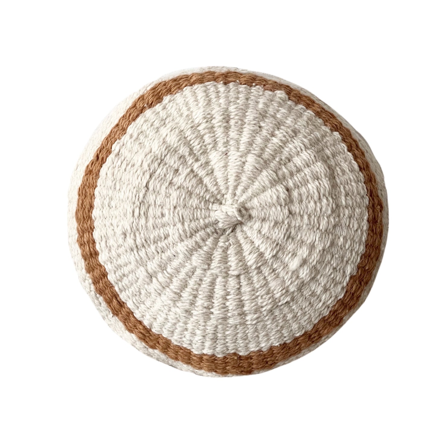 Medium Round Ivory + pumpkin detail wool pillow cover