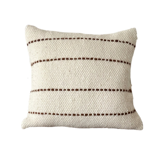 Ivory and Brown striped wool pillow cover