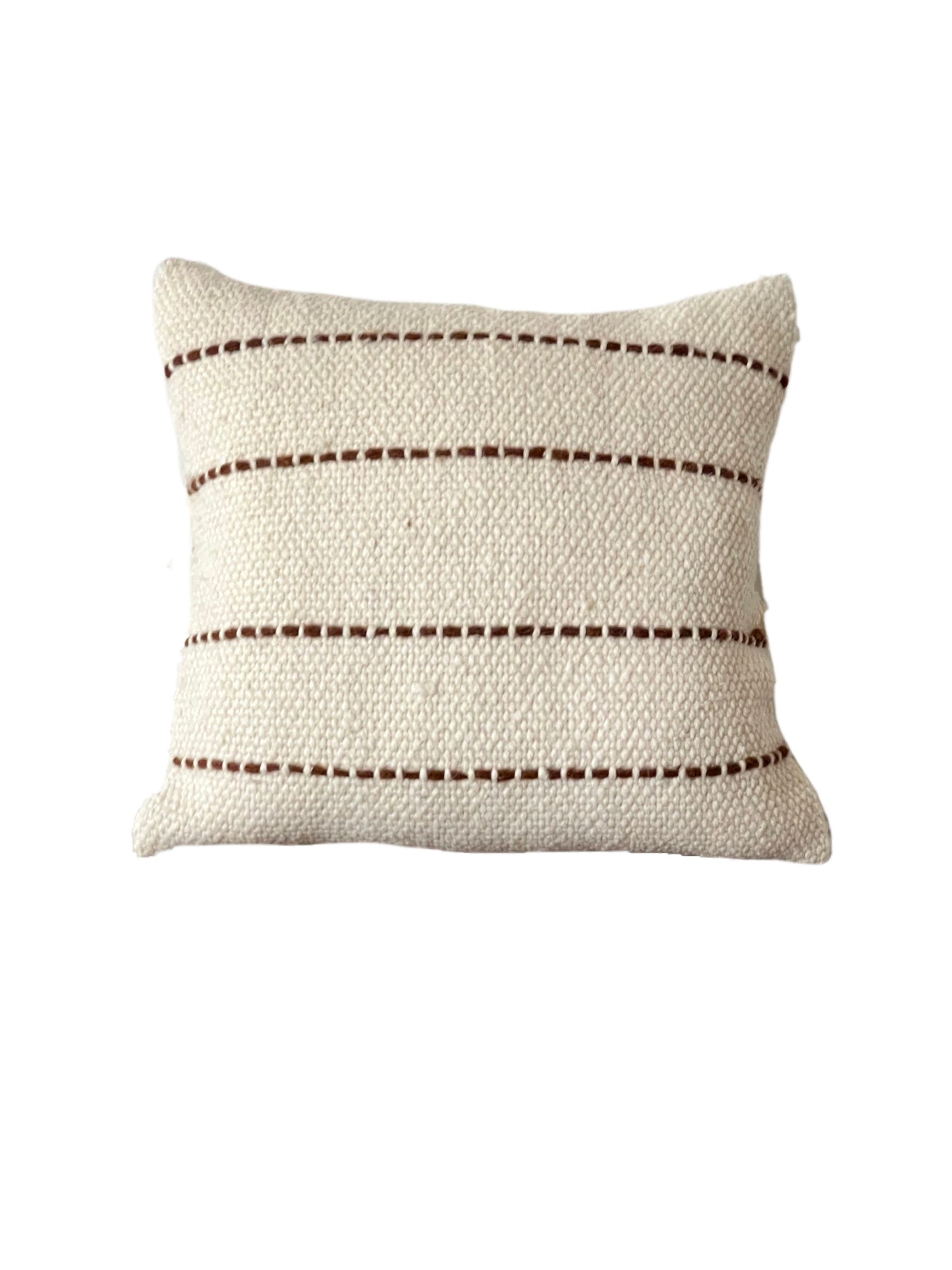 Lua Boho Ivory and Brown wool pillow cover