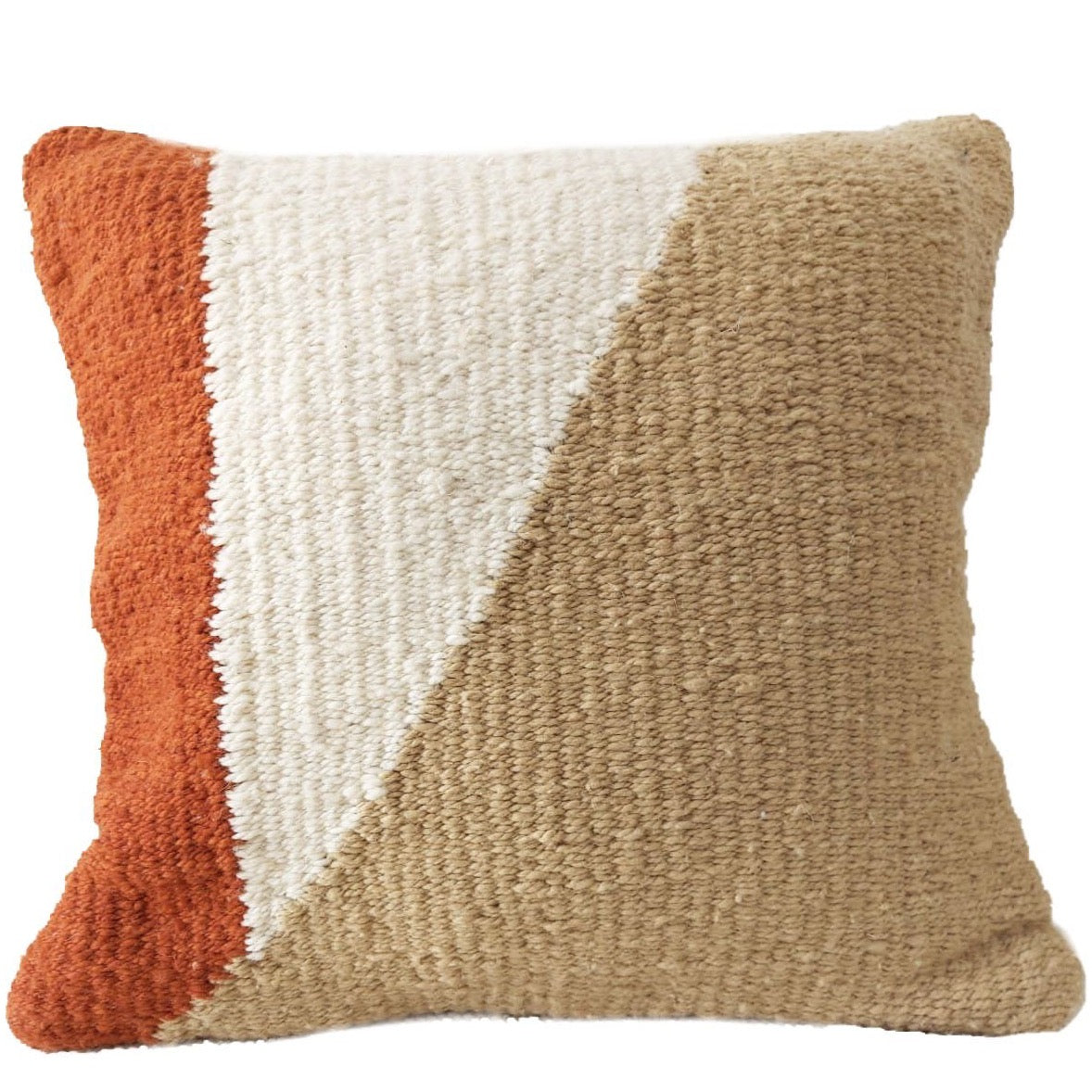 Handwoven geometric wool designer pillow