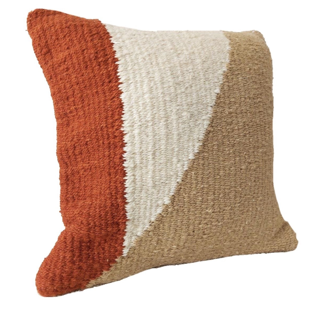 Handwoven geometric wool designer pillow