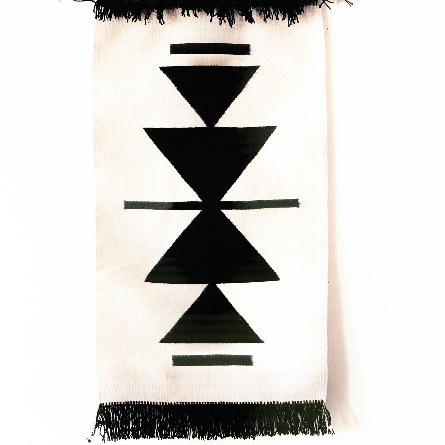 Black and white Zapotec accent rug