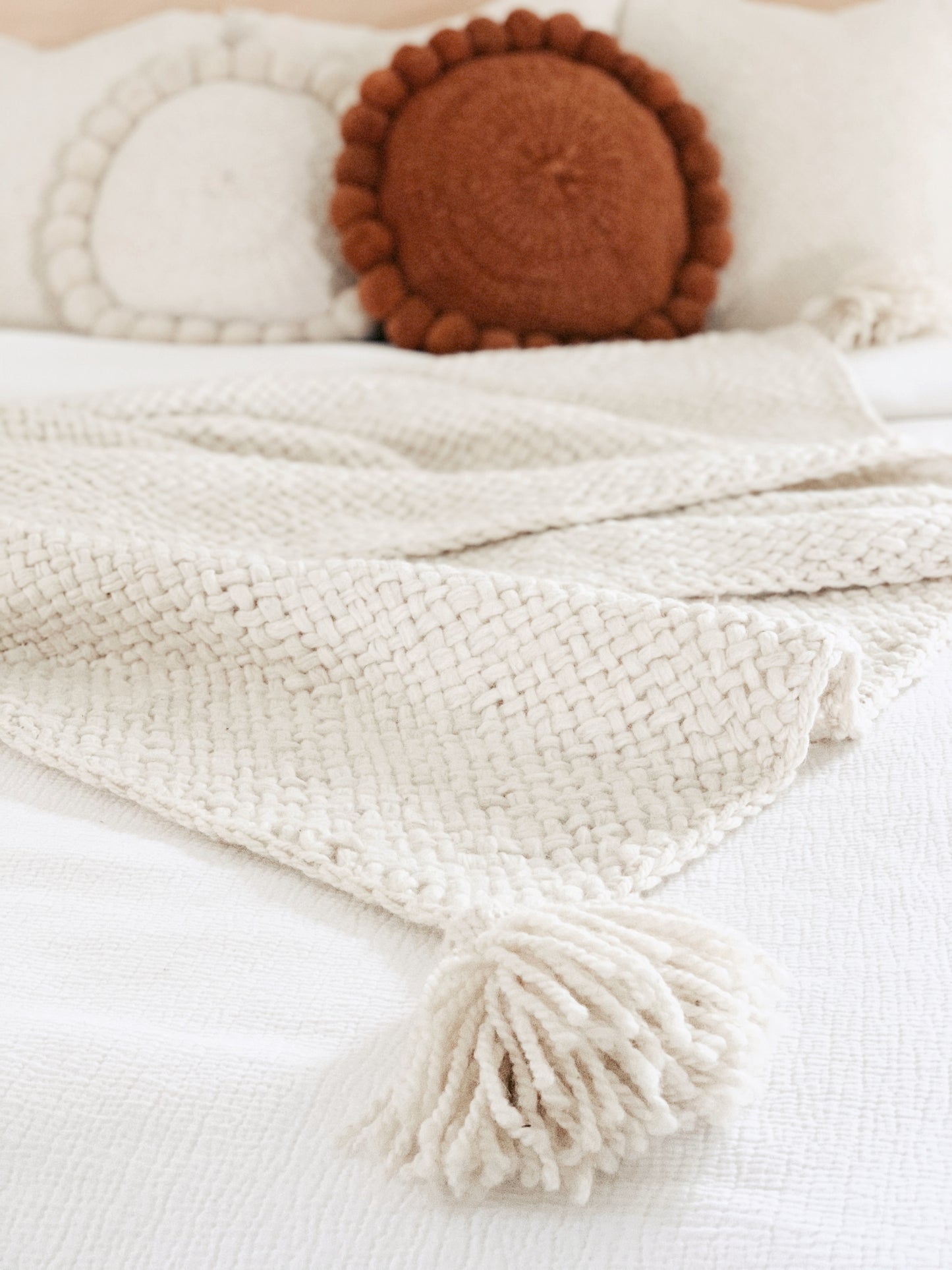 Handwoven Ivory wool Throw