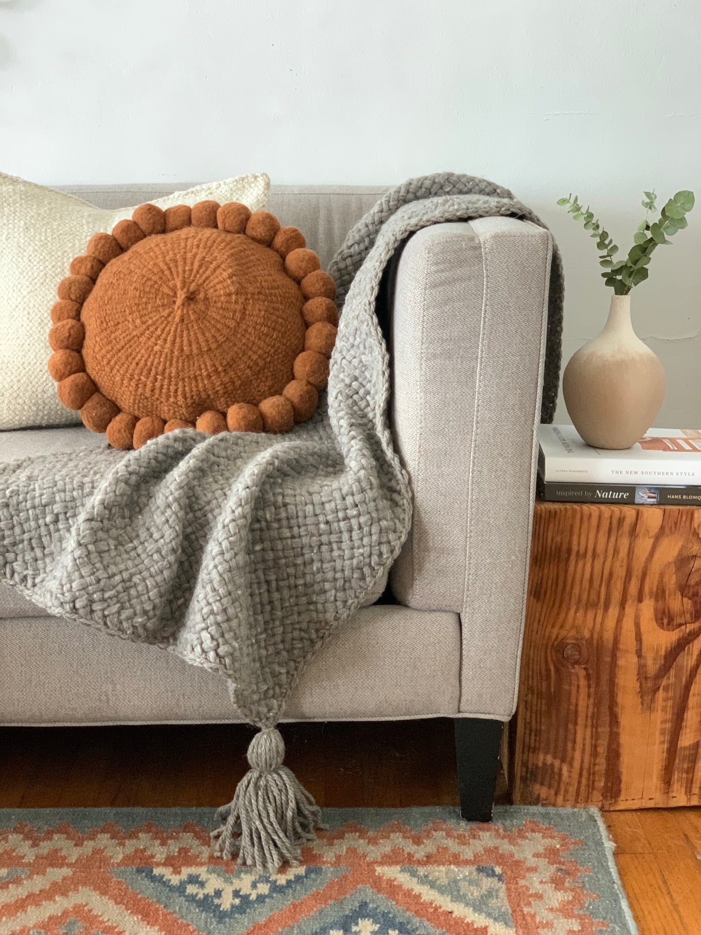 Handwoven Ivory wool Throw