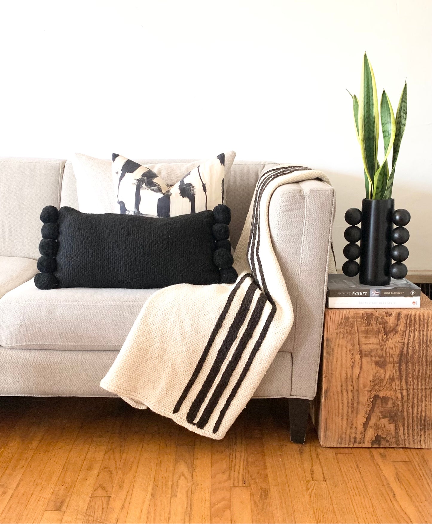 Hand woven Ivory wool throw