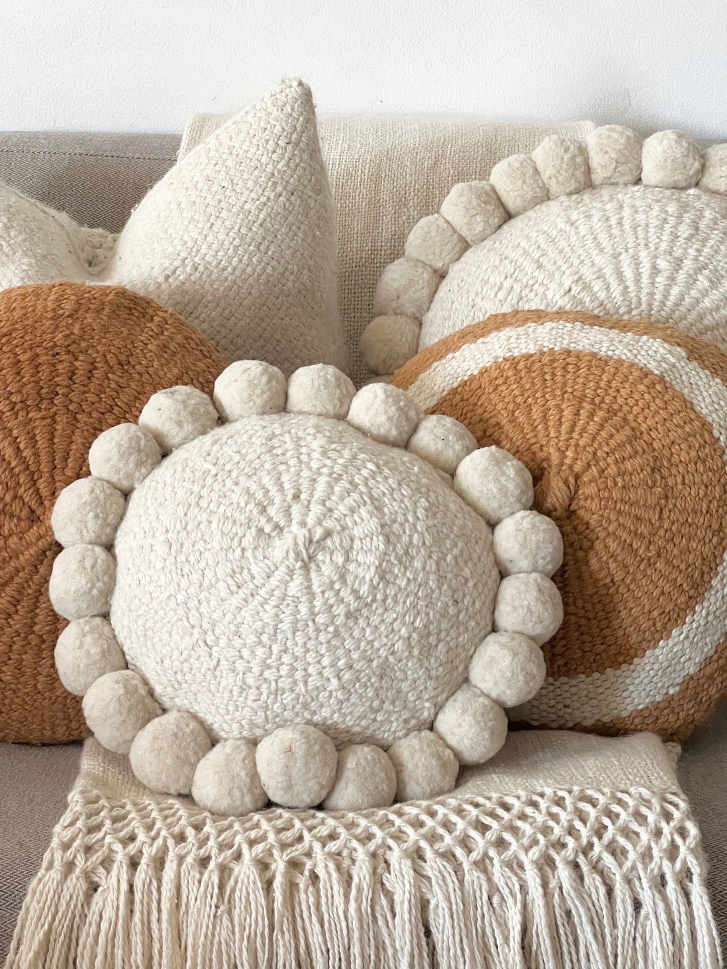 Medium Round pumpkin wool pillow cover