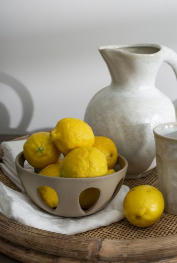 Open weave ceramic fruit bowl 